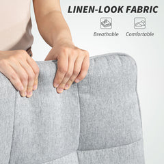 Fynco - Double Padded Linen-Look Office Chair - Light Grey