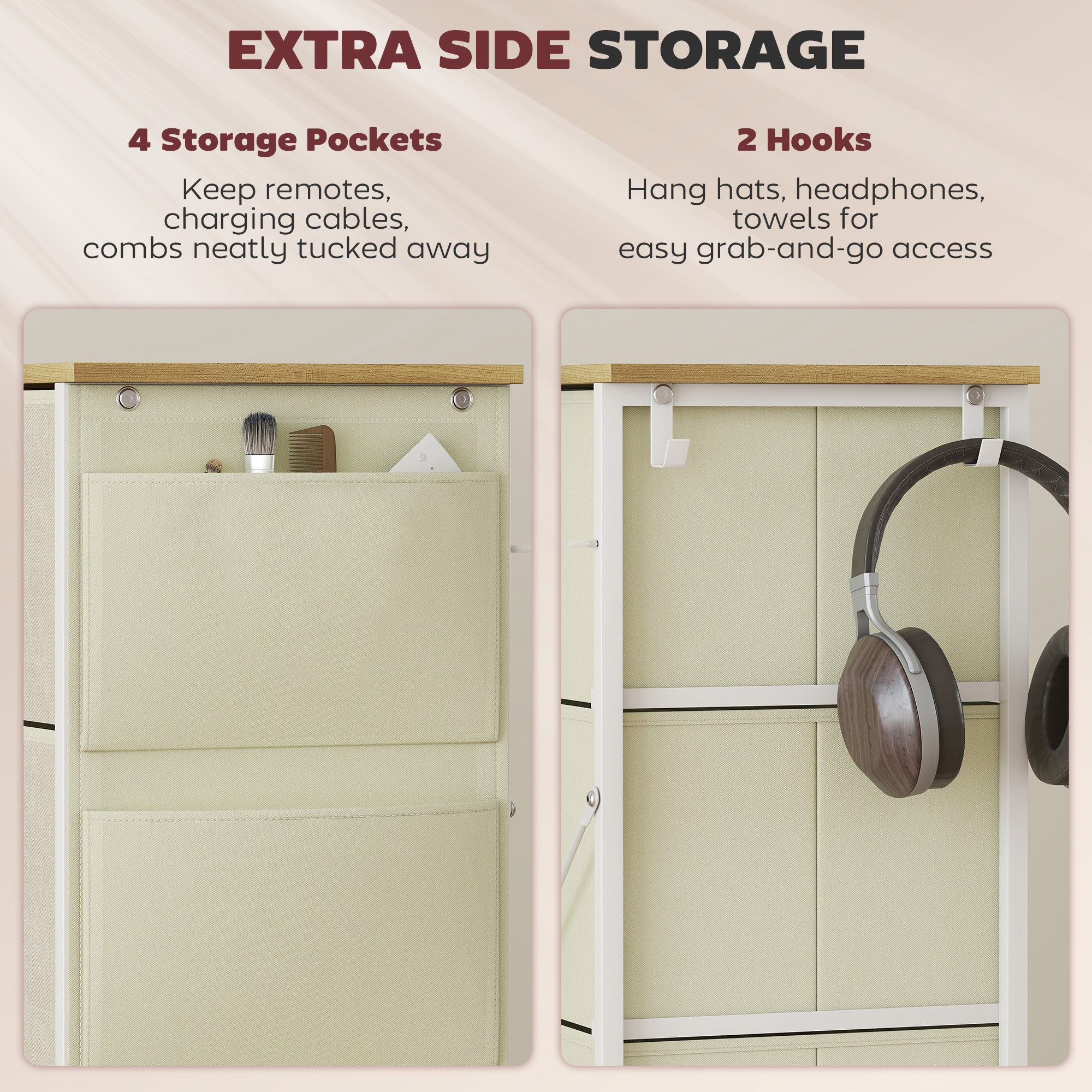 Chest of Four Fabric Drawers - Beige