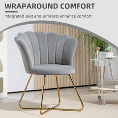 Velvet-Feel Lotus Petal Accent Chair - Grey