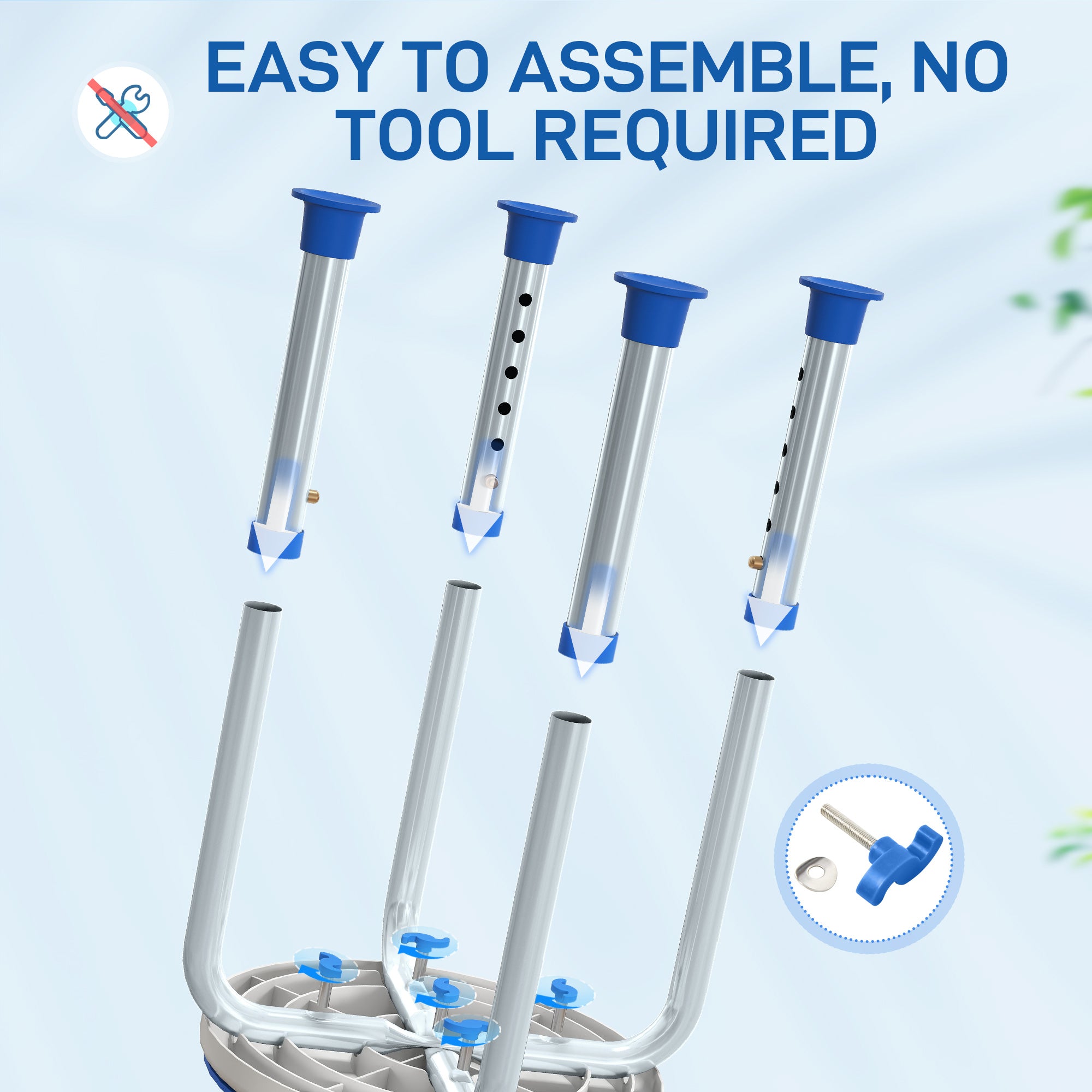 Fynco - 360° Swivel Shower Chair, Height Adjustable Aluminium Shower Stool with Non-Slip Feet for Disabled, Elderly, Blue