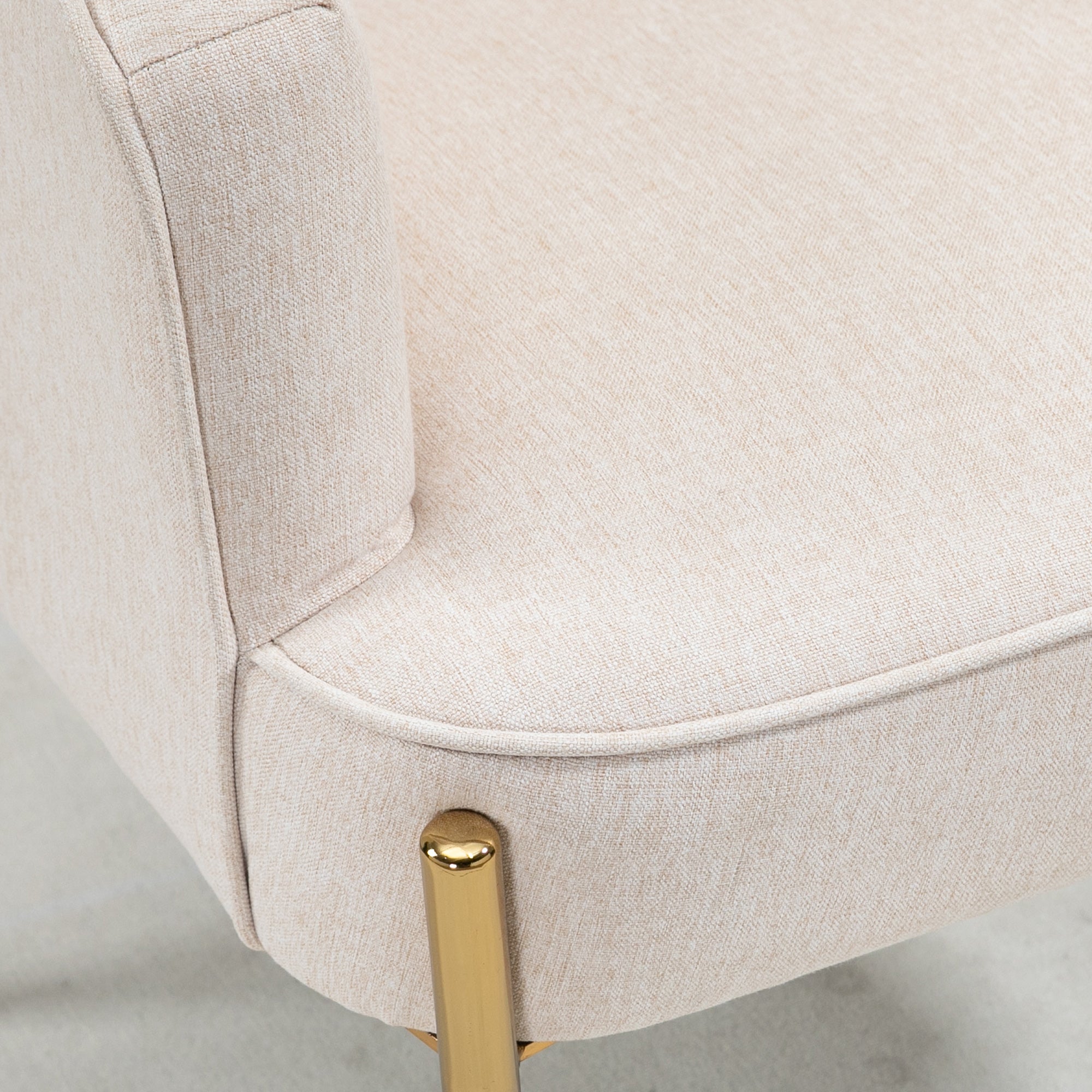 Fabric Accent Chair, Modern Armchair with Metal Legs for Living Room, Bedroom, Home Office, Cream