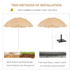 1.6m Patio Garden Hawaii Beach Sun Umbrella Sunshade Hawaiian Folding Tilting Crank Parasol (Wheat)