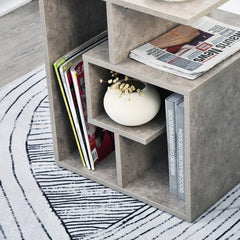Side Table, 3 Tier End Table with Open Storage Shelves for Living Room, Bedroom, Set of 2, Cement Colour