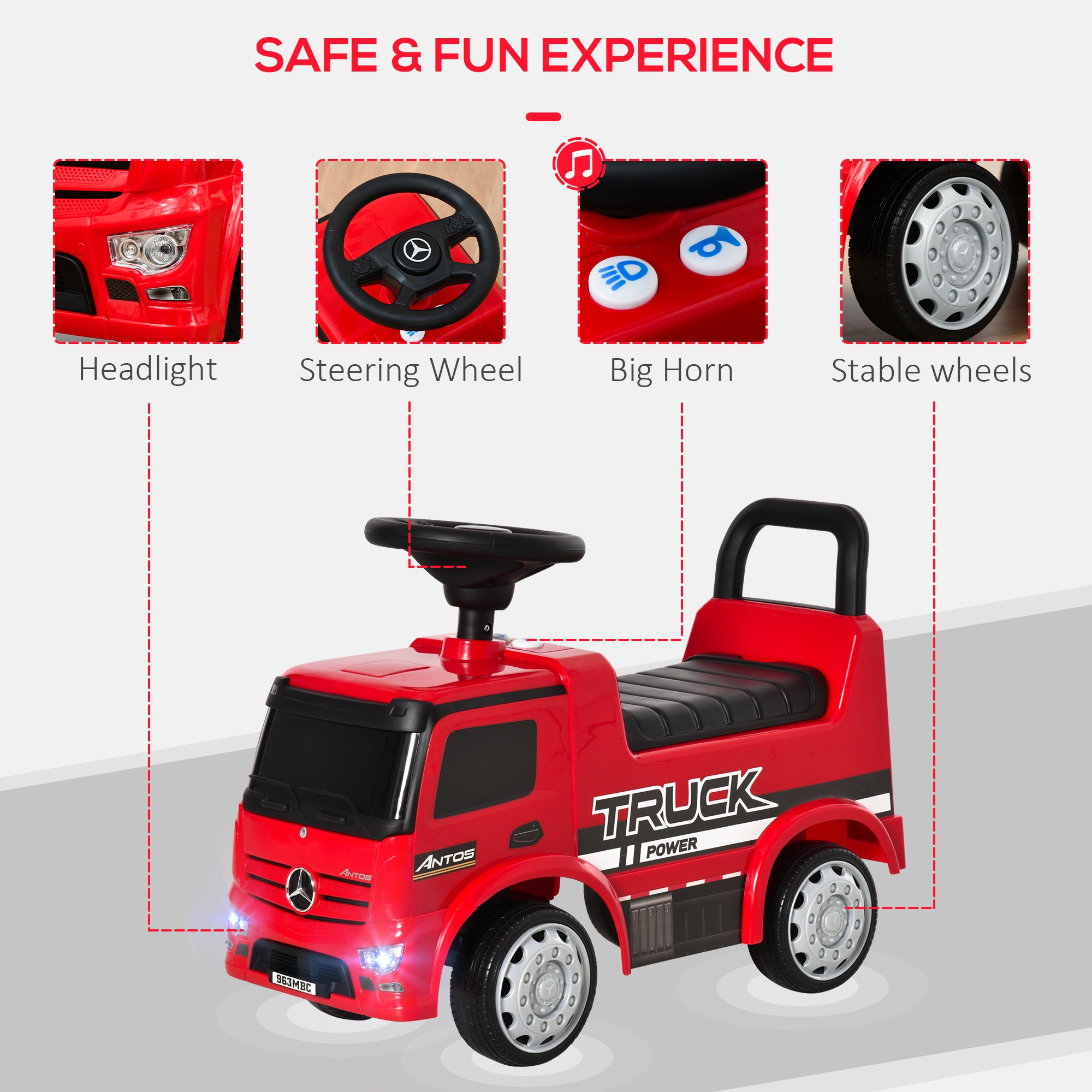 Compatible Kids Ride On Car Truck Mercedes Benz Licensed Toddler Foot To Floor Slider w/Under Seat Storage for 12 - 36 Months Red