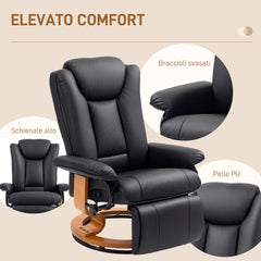 Faux Leather Recliner Chair - Black