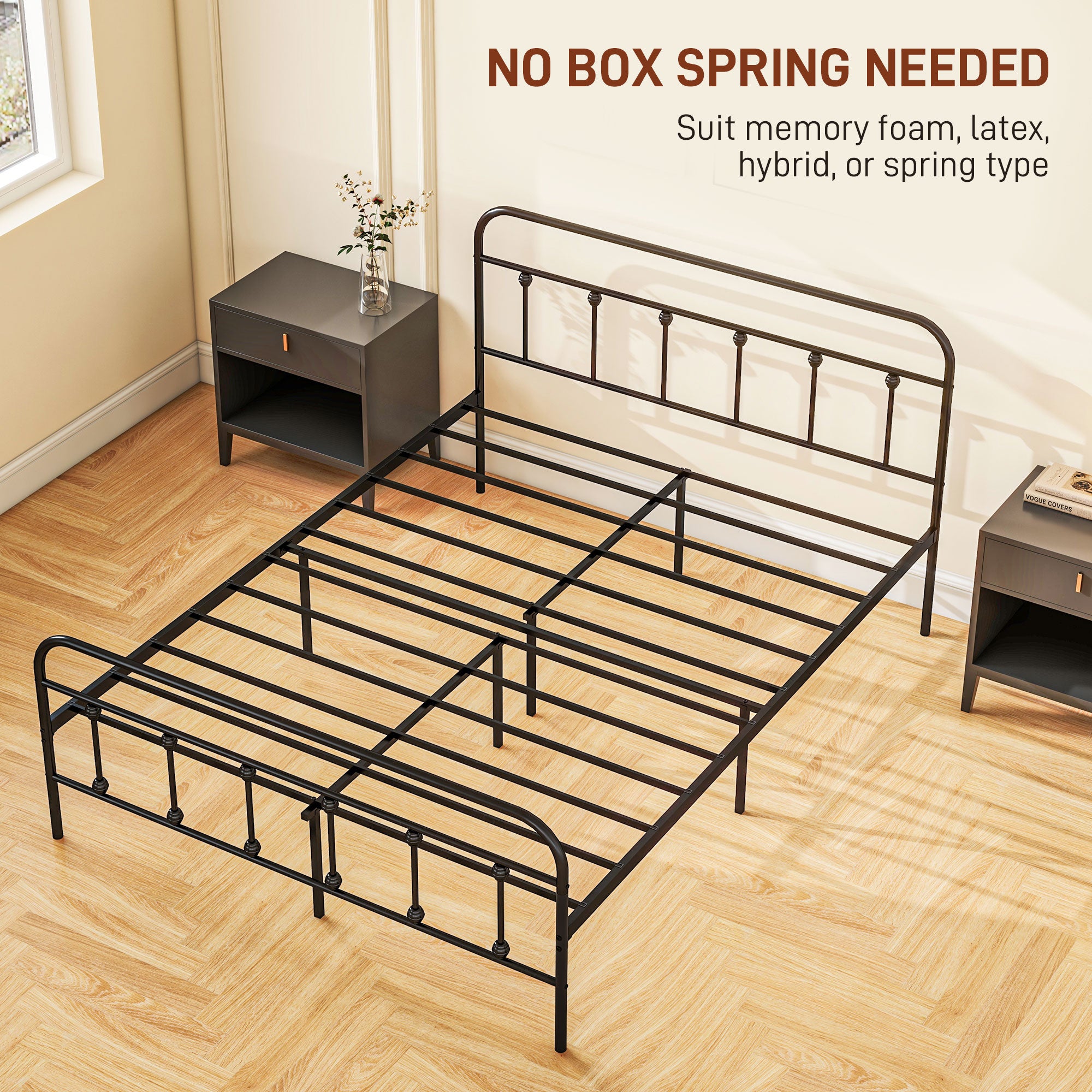Double Minimalistic Metal Bed Frame - Black