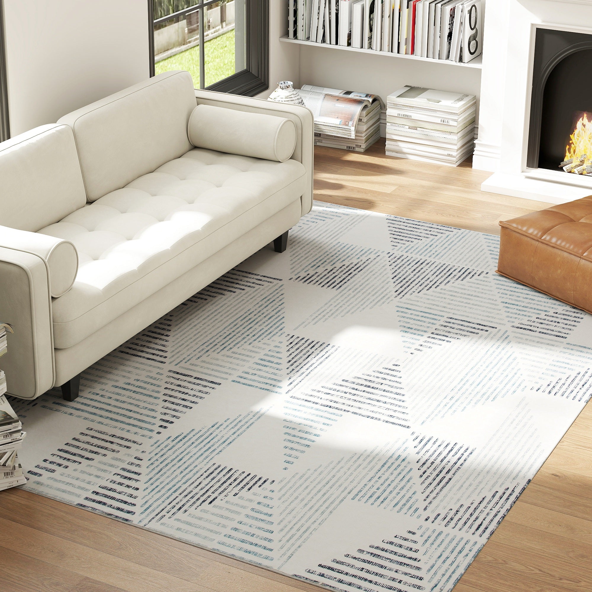 Fynco - Modern Area Rug, Geometric Pattern Non-Slip Washable Rug, Soft Floor Carpet for Living Room, Bedroom, Dining Room, Home Office, 290 x 200 cm, Multi-Coloured