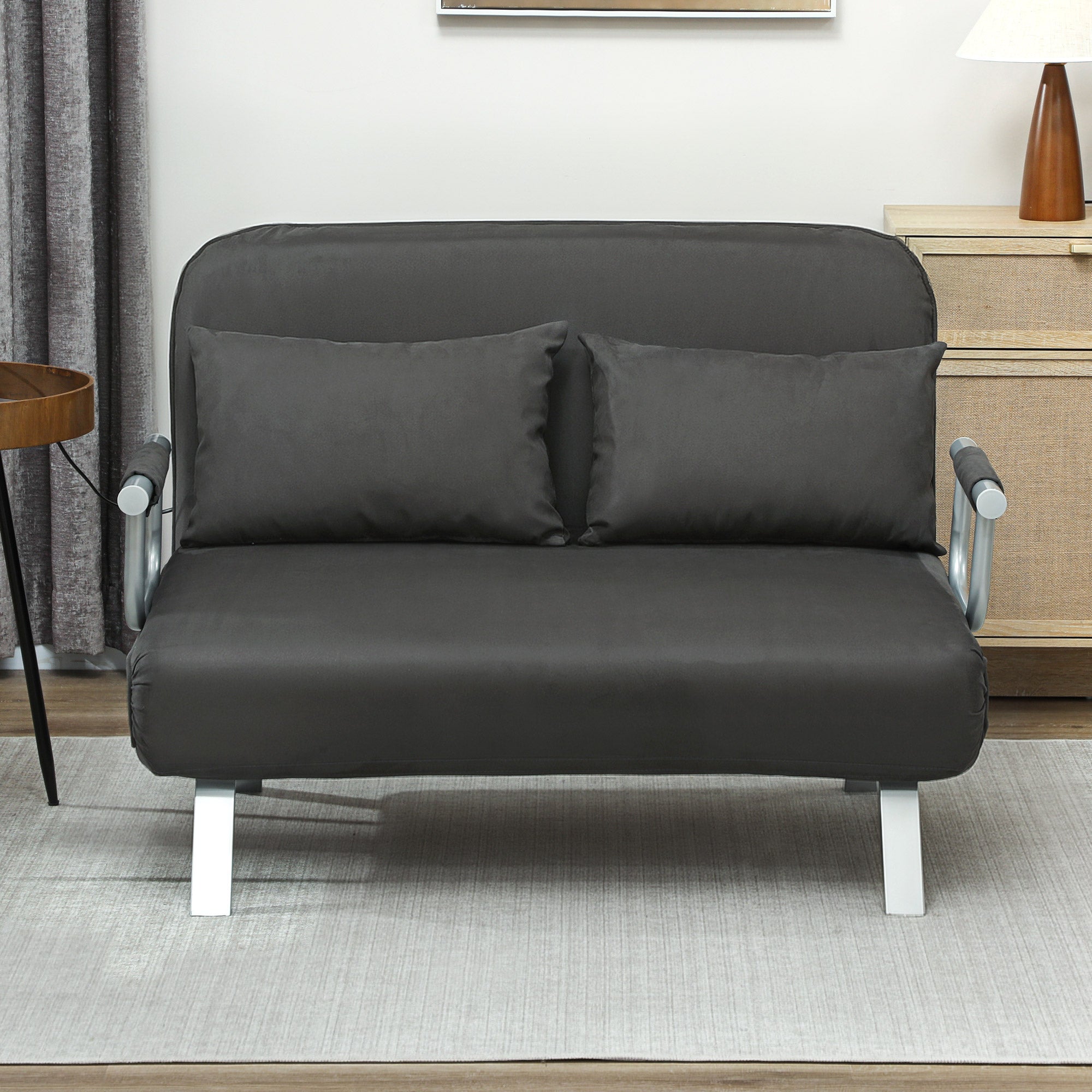 Two-Seater Click-Clack Sofa Bed - Charcoal Grey