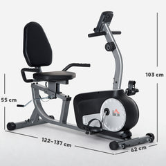 Fynco - Exercise Bike with LCD Display, Stationary Bike with Quiet 8-Level Magnetic Resistance, Adjustable Seat and Backrest, Indoor Cycling Exercise Equipment for Home Gym Fitness Workout Training