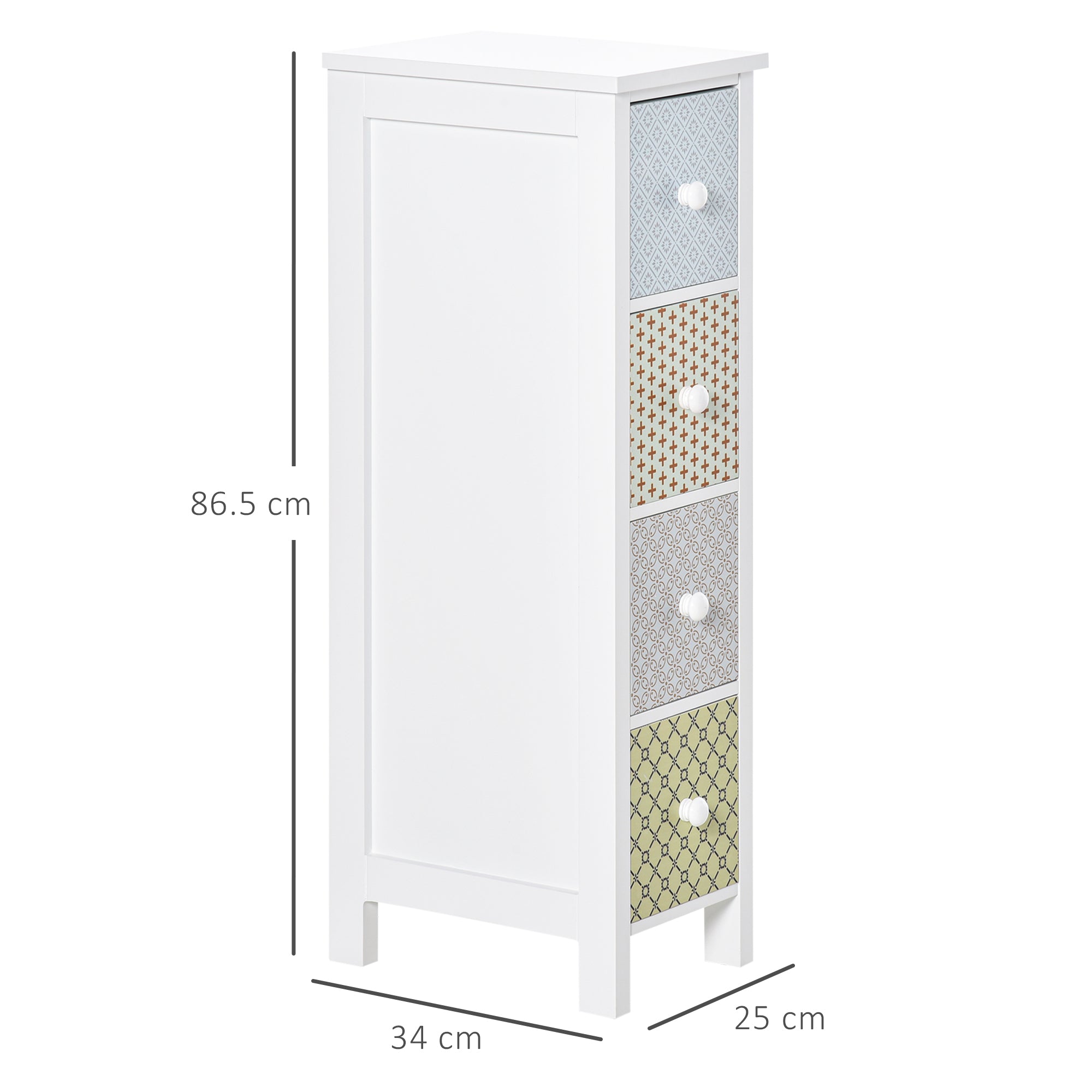 Chest of Drawers, 4 Drawer Dresser, Storage Organizer Toilet Tissue Cabinet for Bedroom, Bathroom
