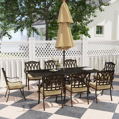 Nine-Piece Cast Aluminium Garden Dining Set - Bronze Tone