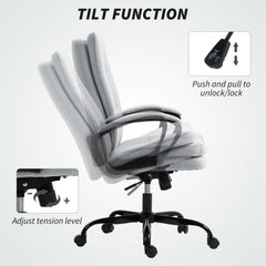 Fynco - Double Padded Linen-Look Office Chair - Light Grey