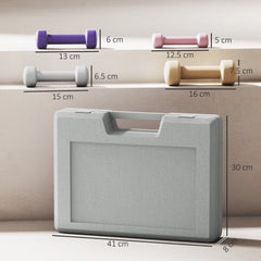 10KG Dumbbells Set with Carry Case, Hand Weights for Women and Men Home Gym Weight Lifting Training, Pink, Purple, Grey, Brown