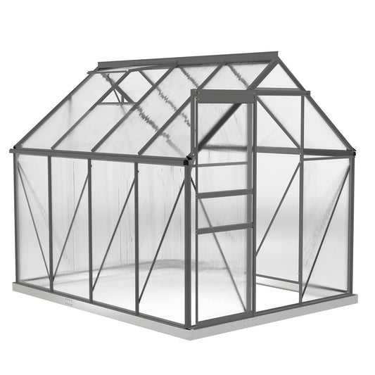 Fynco - 190 x 253 cm Walk-In Polycarbonate Greenhouse - Dark Grey