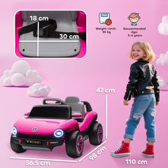 AIYAPLAY Volkswagen Licensed Kids Electric Car with Remote Control for Ages 3-6 Years, Pink