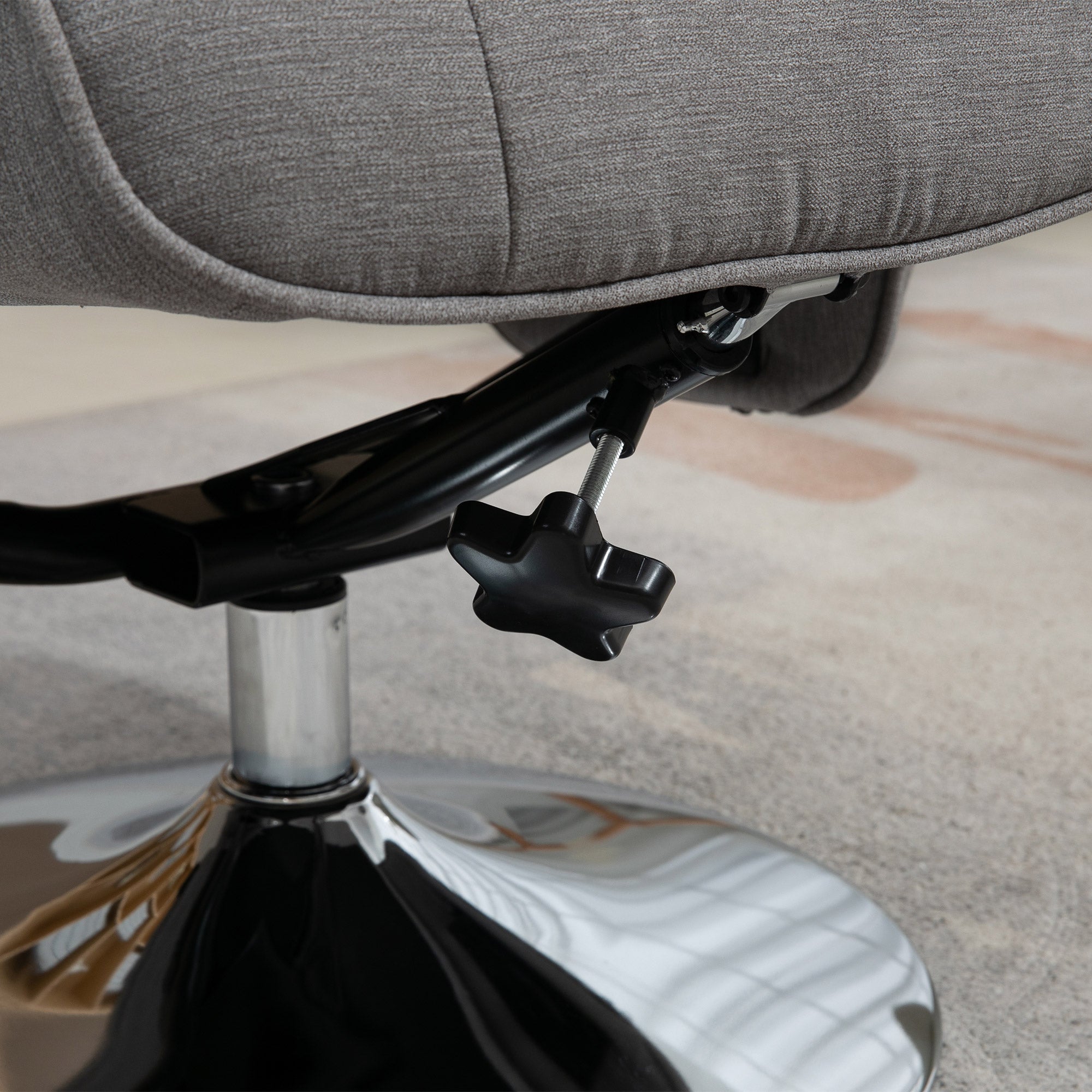 Fynco - Swivel Recliner Chair with Footstool, Velvet Recliner Armchair with Ottoman, Steel Base, Upholstered Reclining Chair for Living Room, Bedroom, Office, Grey