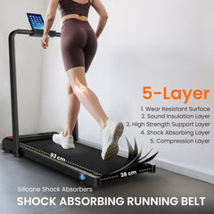 SPORTNOW Folding Walking Treadmill, Under Desk Walking Pad with Incline, Black