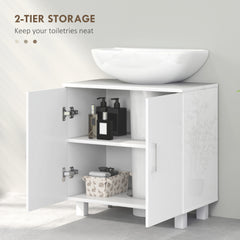 Fynco - Bathroom Under Sink Cabinet for Basin without or with Pedestal - High Gloss White