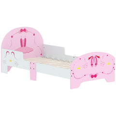AIYAPLAY Ballet Theme Toddler Bed Frame with Safety Rails for 3-6 Years, Pink