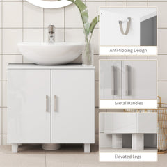 Fynco - Bathroom Under Sink Cabinet for Basin without or with Pedestal - High Gloss White