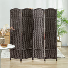 Fynco - 4 Panel Folding Room Divider, Freestanding Privacy Screen for Living Room, Bedroom and Office, 160 x 170cm, Brown