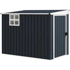 Fynco - 7.6 x 4ft Garden Metal Shed, Outdoor Storage Shed with Window, 2 Vents and Lockable Door for Garden, Patio, Dark Grey