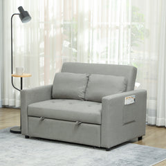 Velvet-Feel Two-Seater Sofa Bed - Light Grey