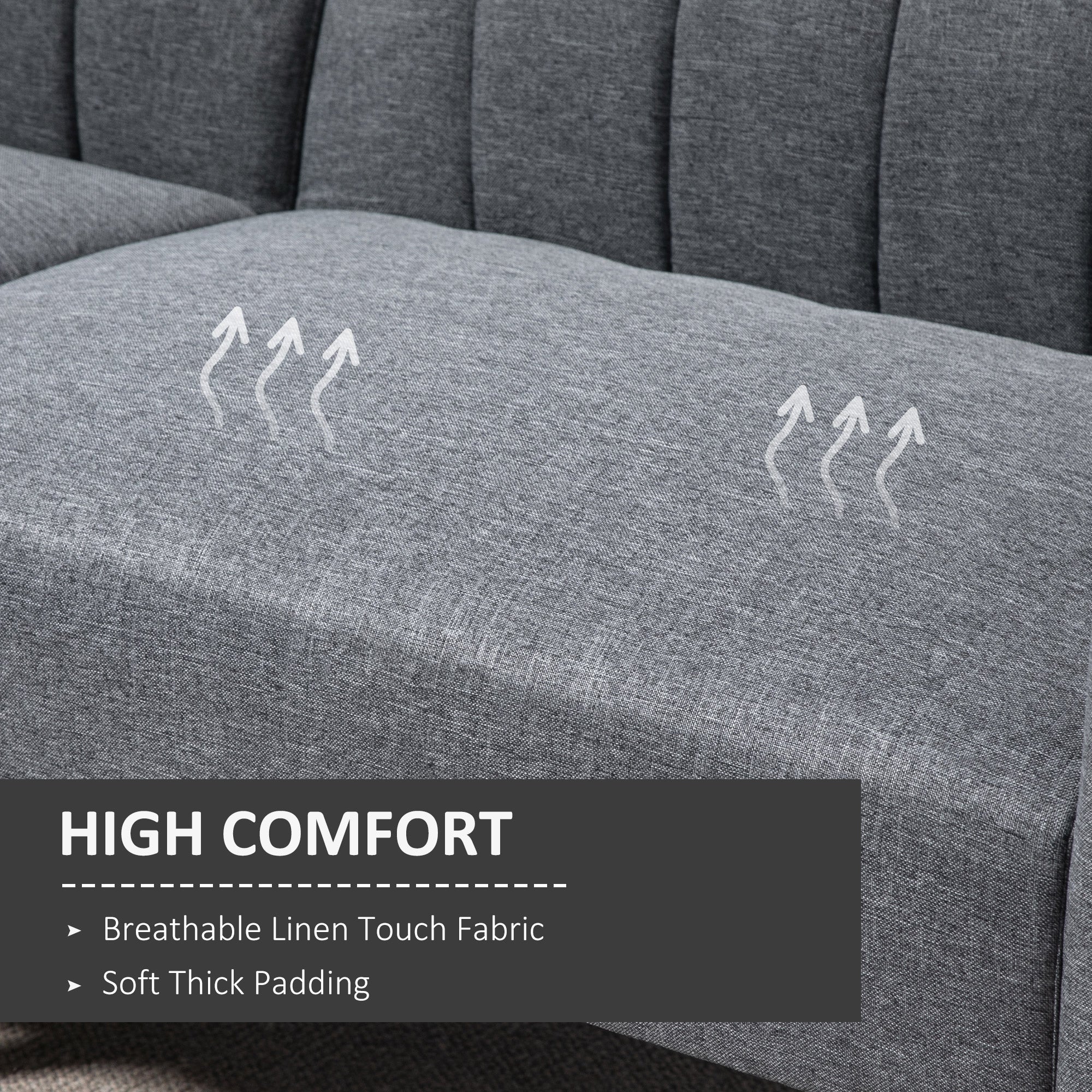 3 Seater Sofa Bed, Convertible Linen Fabric Sofa Couch, Click Clack Sofabed with Adjustable Split Backrest for Living Room, Bedroom, Guest Room, Grey