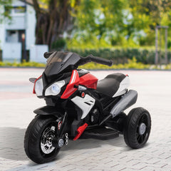 Kids Electric Motorcycle Ride-On Toy, with Three Wheels, Music, Horn, Lights, Red