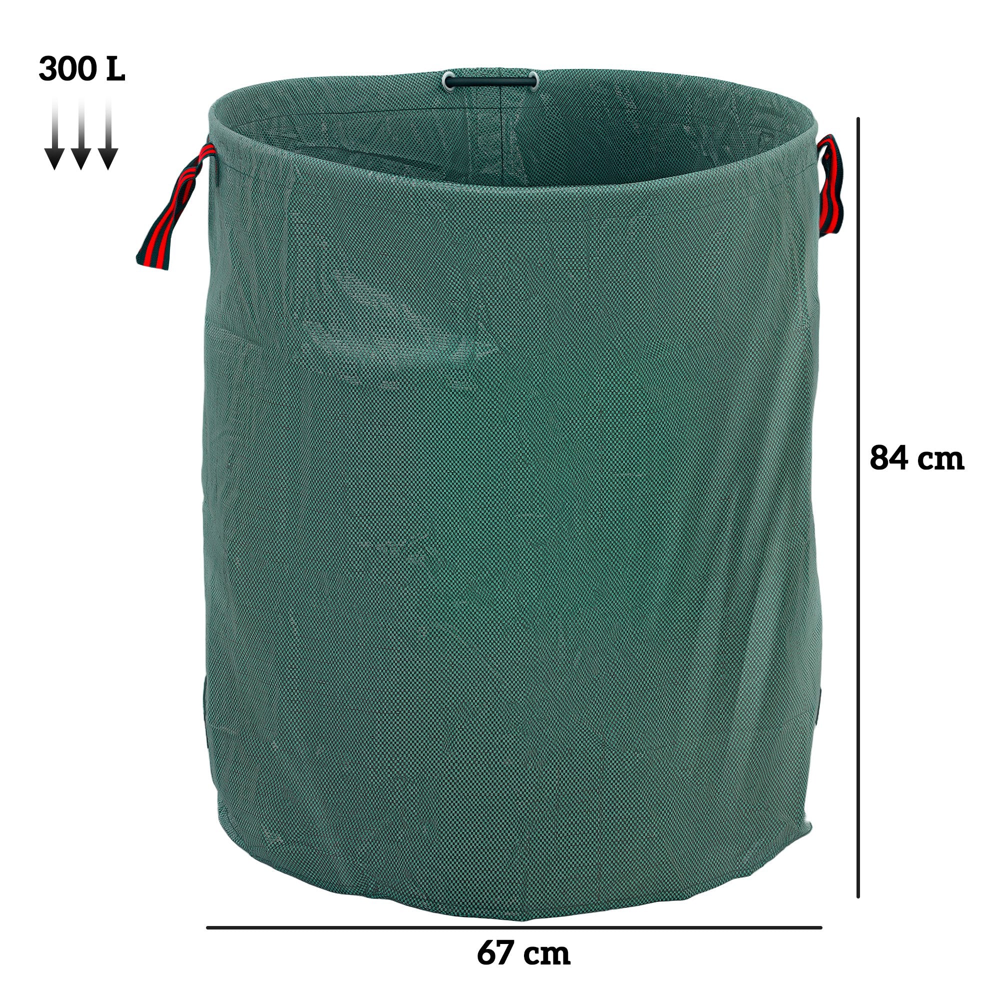 Garden Waste Bags, 300L x 3 Heavy Duty Garden Bags, Foldable and Reusable Waste Sacks with Handles for Loading Leaf, Trash, Debris, Green