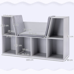 Kids Bookcase Shelf Storage Cabinet Unit, Living Room Sideboard w/ Six Compartments for Toys, Books - Grey