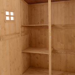 Fynco - Wooden Garden Shed with Two Windows, Tool Storage Cabinet, Outdoor Double Door Organizer 127.5L x 50W x 164H cm, Natural