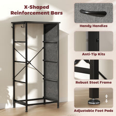 Chest of Four Fabric Drawers - Charcoal Grey