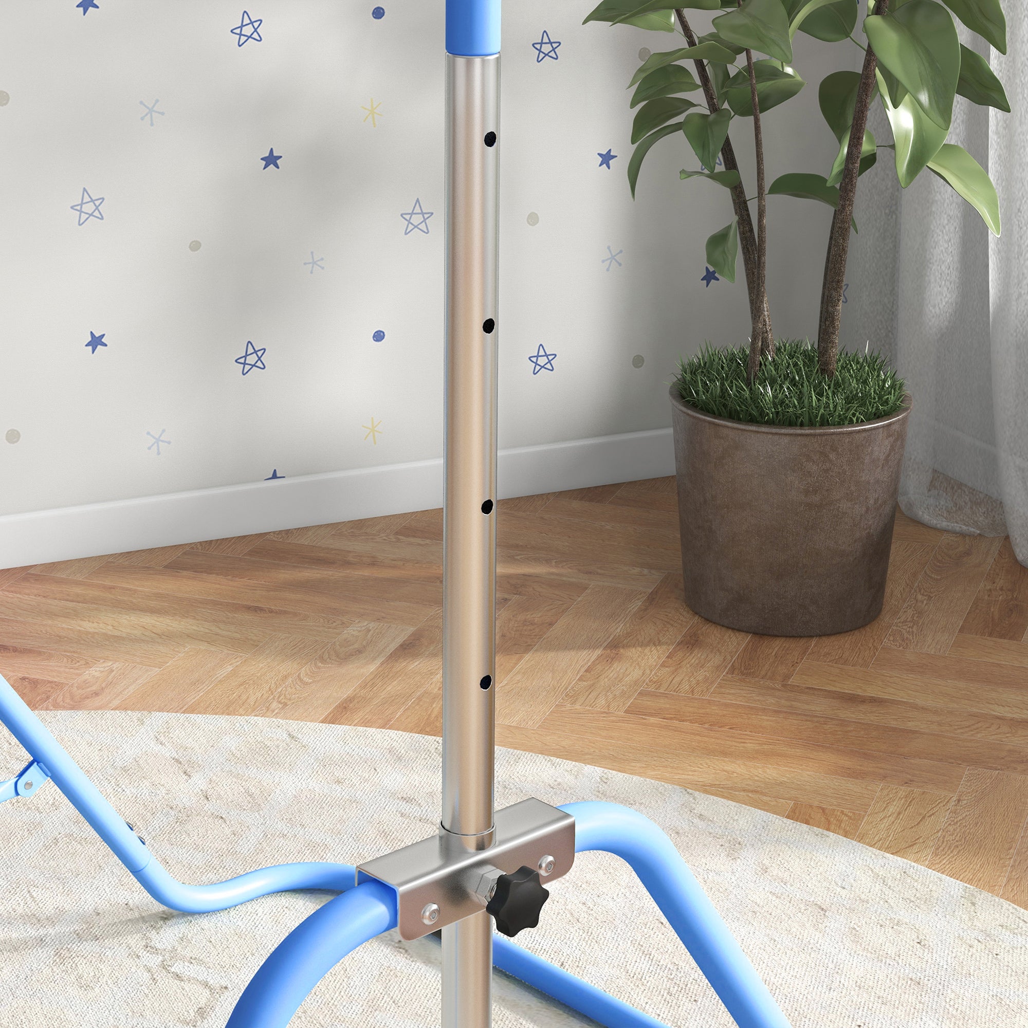 Kids Gymnastic Bar, with Adjustable Height, Foldable Horizontal Bars - Blue
