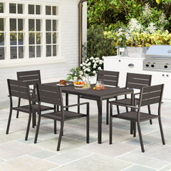 Seven-Piece Outdoor Dining Set - Brown