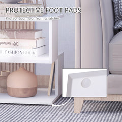 Set of 2 Side Table, Square Coffee Table, Modern End Table with 2 Tier Storage Shelves for Living Room, Bedroom, White