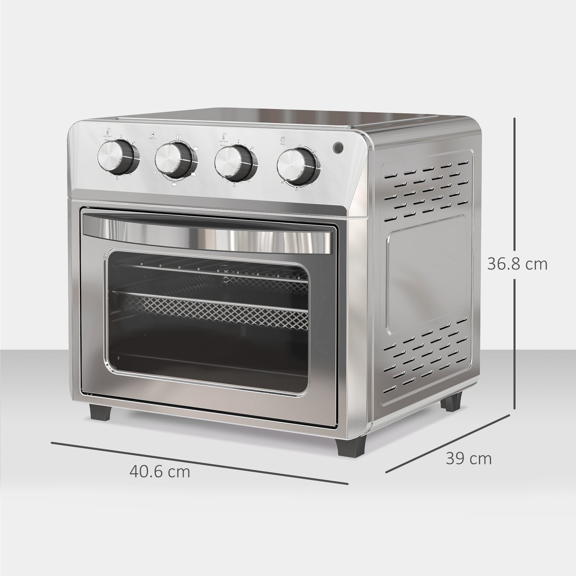 24L Air Fryer Oven, Mini Oven, Oil Free Cooking, Grill, Roast, Bake, with Adjustable Temperature, Timer, Touch Screen, Dishwasher Safe, 1600W, Silver