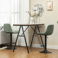 Set of Two Linen-Look Bar Stools - Green