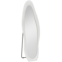 Wavy Velvet-Feel Full Length Mirror - White