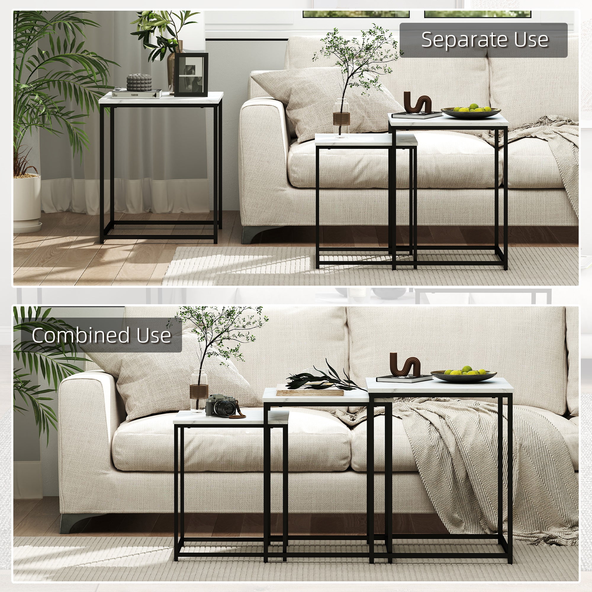 Three Nest of Tables, Marble Effect Finish