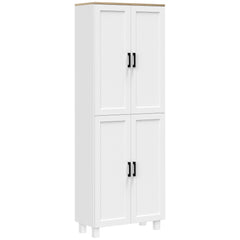 Freestanding Kitchen Cupboard, 4-Door Storage Cabinet Organizer with Adjustable Shelves White