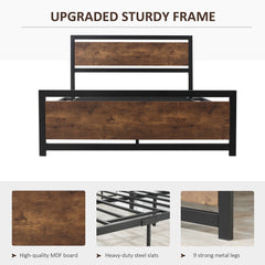 Double Size Metal Bed Frame with Headboard & Footboard, Strong Slat Support Full Bed Frame w/ Underbed Storage Space, Bedroom Furniture For Adults