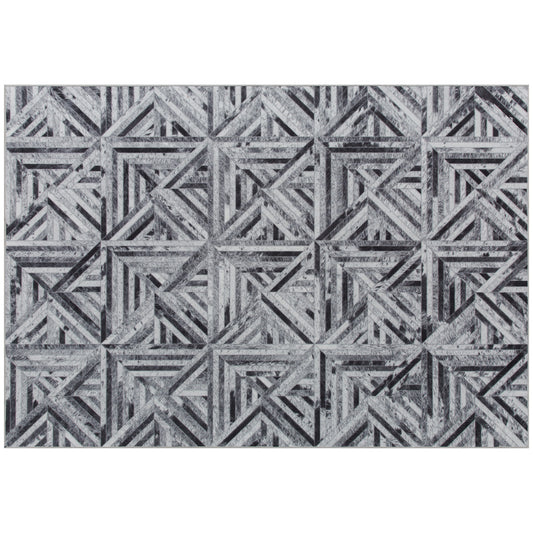 Fynco - Modern Area Rug, Triangle Pattern Non-Slip Washable Rug, Chenille Floor Carpet for Living Room, Bedroom, Dining Room, Home Office, 170 x 120 cm, Black