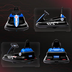 6V Electric Kids Bumper Car, 6V Spin Waltz Car, with Music, Horn, Lights - Black