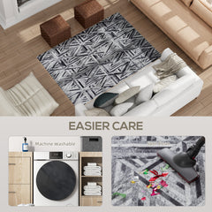 Fynco - Modern Area Rug, Triangle Pattern Non-Slip Washable Rug, Chenille Floor Carpet for Living Room, Bedroom, Dining Room, Home Office, 170 x 120 cm, Black