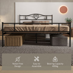 King Size Bed Frame, 5ft4 Metal Bed Base with Headboard and Footboard, 31cm Underneath Storage Space for Bedroom
