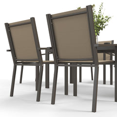 Seven-Piece Garden Dining Set, with Plastic Wood-Top Table - Brown