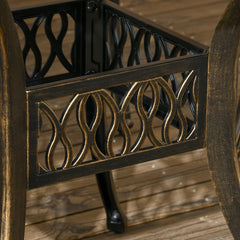 5-Piece Outdoor Furniture Dining Set, Cast Aluminum Conversation Set Includes 4 Chairs and Φ90cm Round Table with Φ50mm Umbrella Hole for Patio Garden Deck, Flower Design