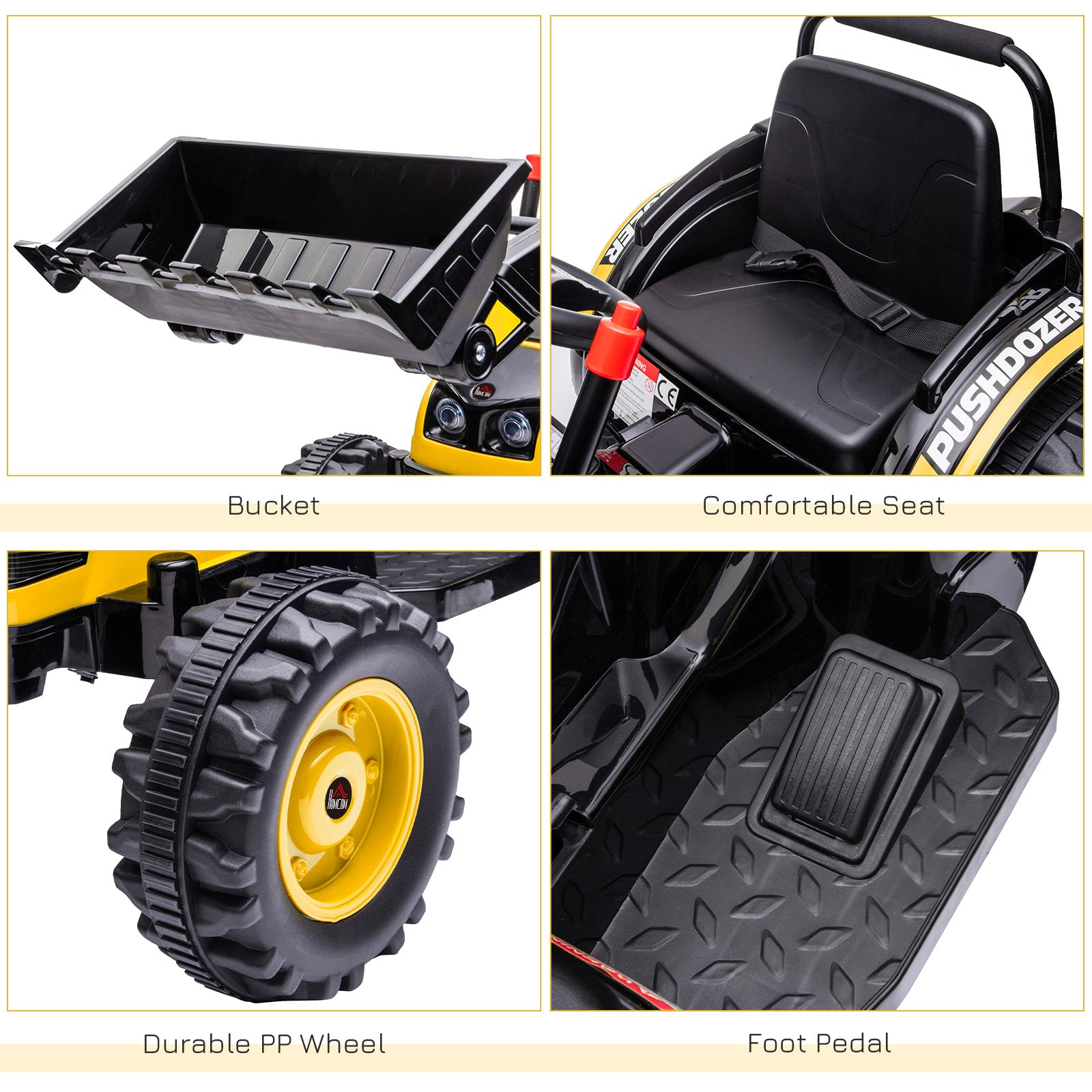 6V Electric Kids Ride On Digger Excavator Construction Tractor Music Headlight for 3-5 years Yellow