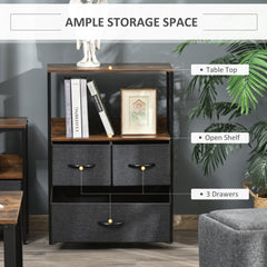 3 Drawer Storage Chest Unit Home Cabinet w/ Shelves Home Living Room Bedroom Entryway Living Furniture, Black